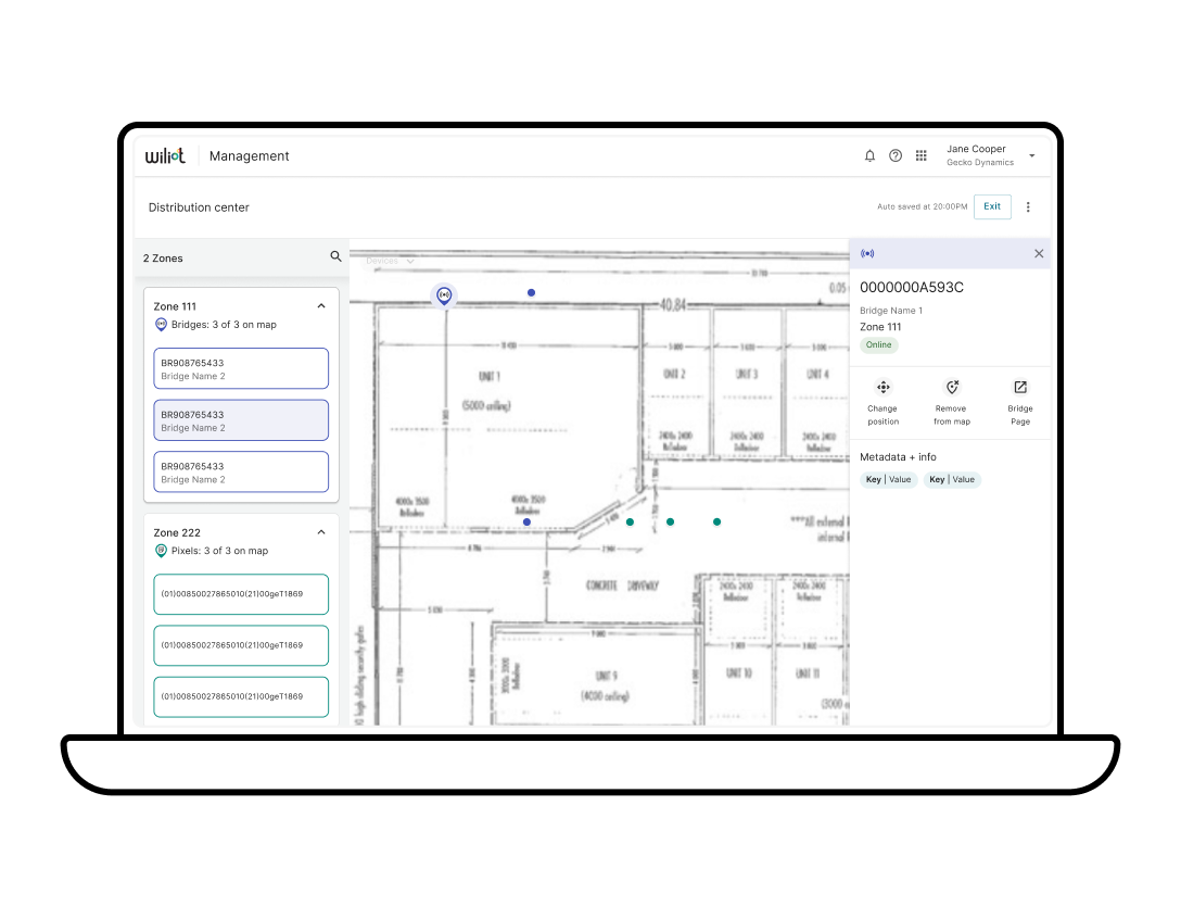 Location Page devices on a facility map