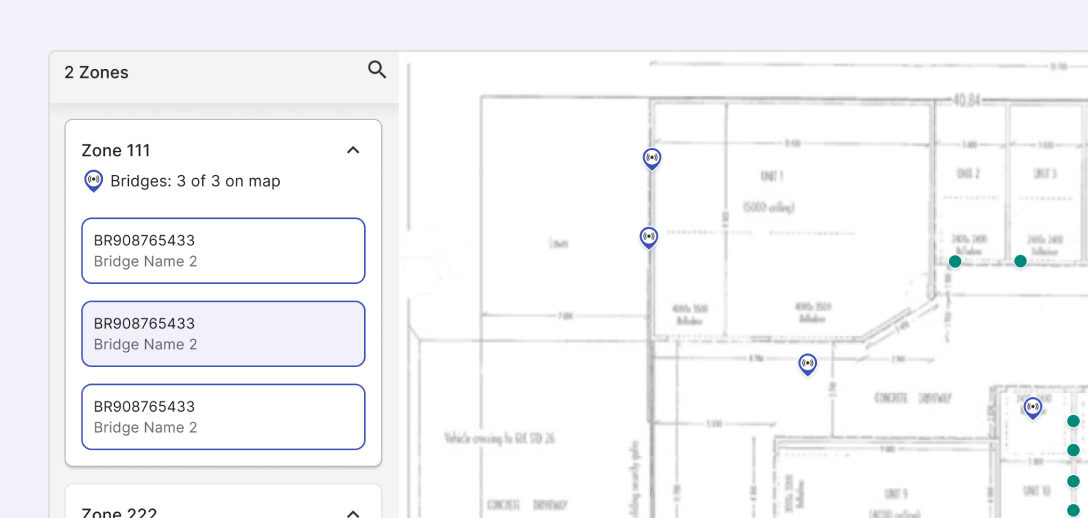 Location Page devices on a facility map