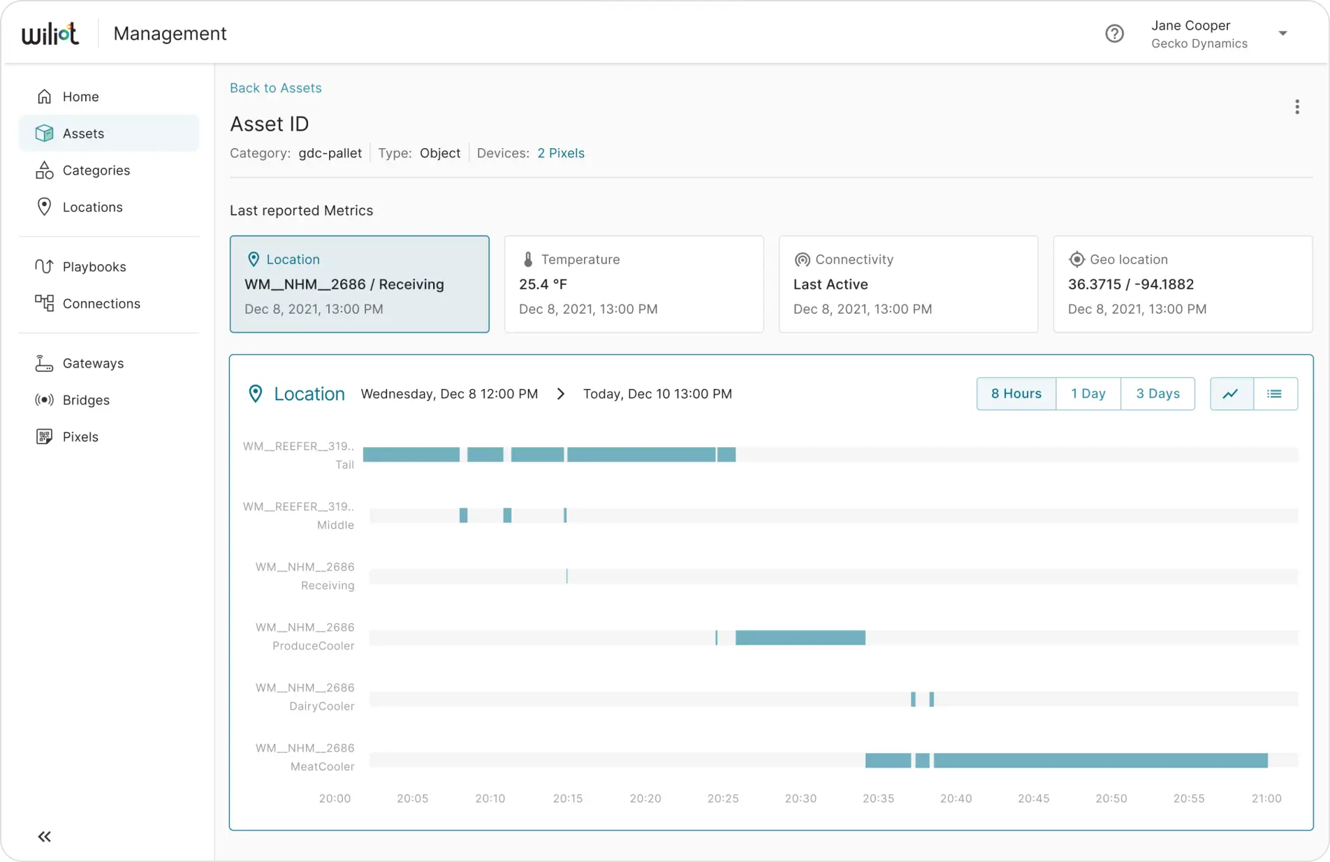 Asset Page overview screen