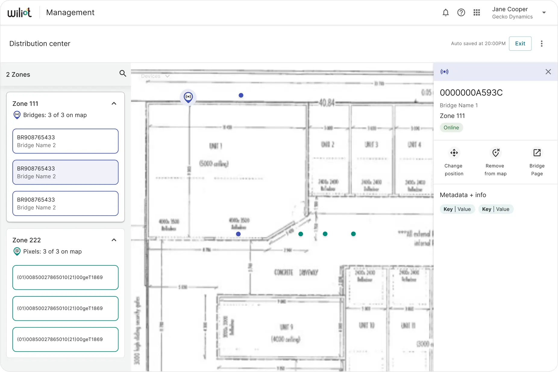 Location Page devices on a facility map