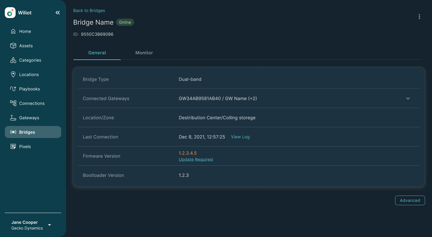 Bridge single page, dark mode